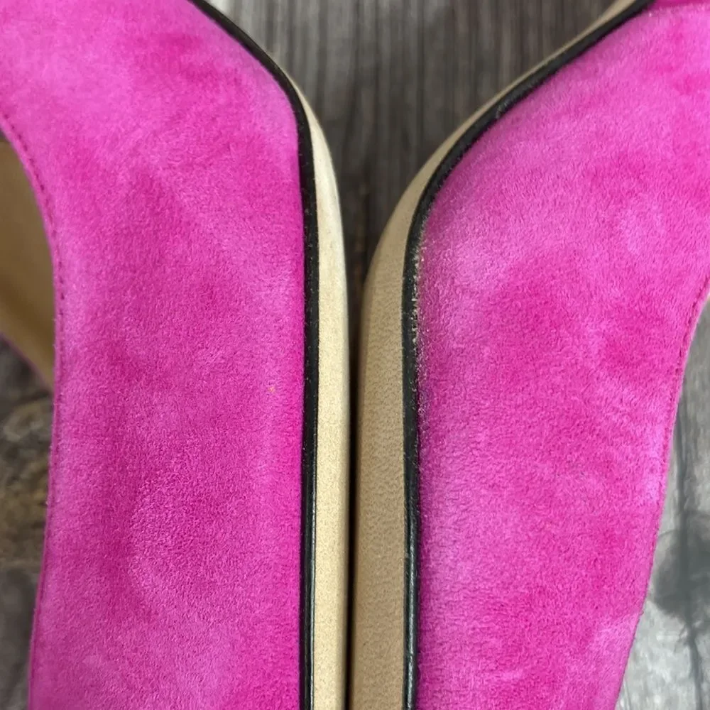 Sergio Rossi Scarpe Donna Pink Suede Slingback Pumps 39M - Picture 6 of 8